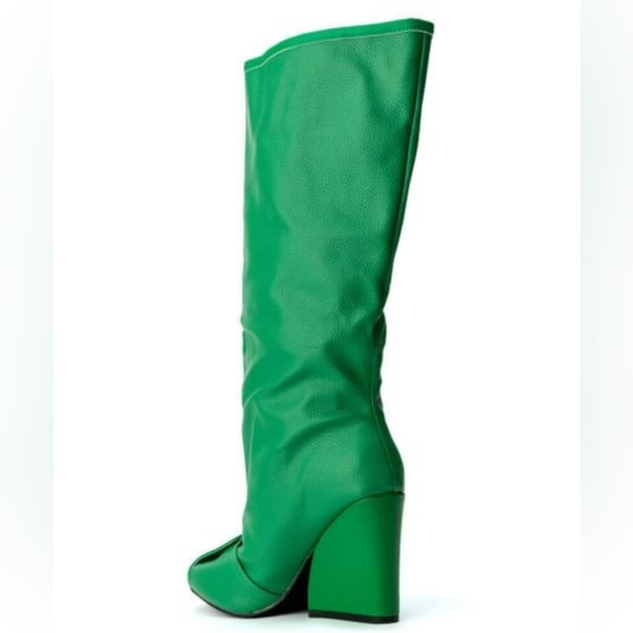 Green wedge boot with side zipper. Below the knee by Lemonade - Picture 6 of 10